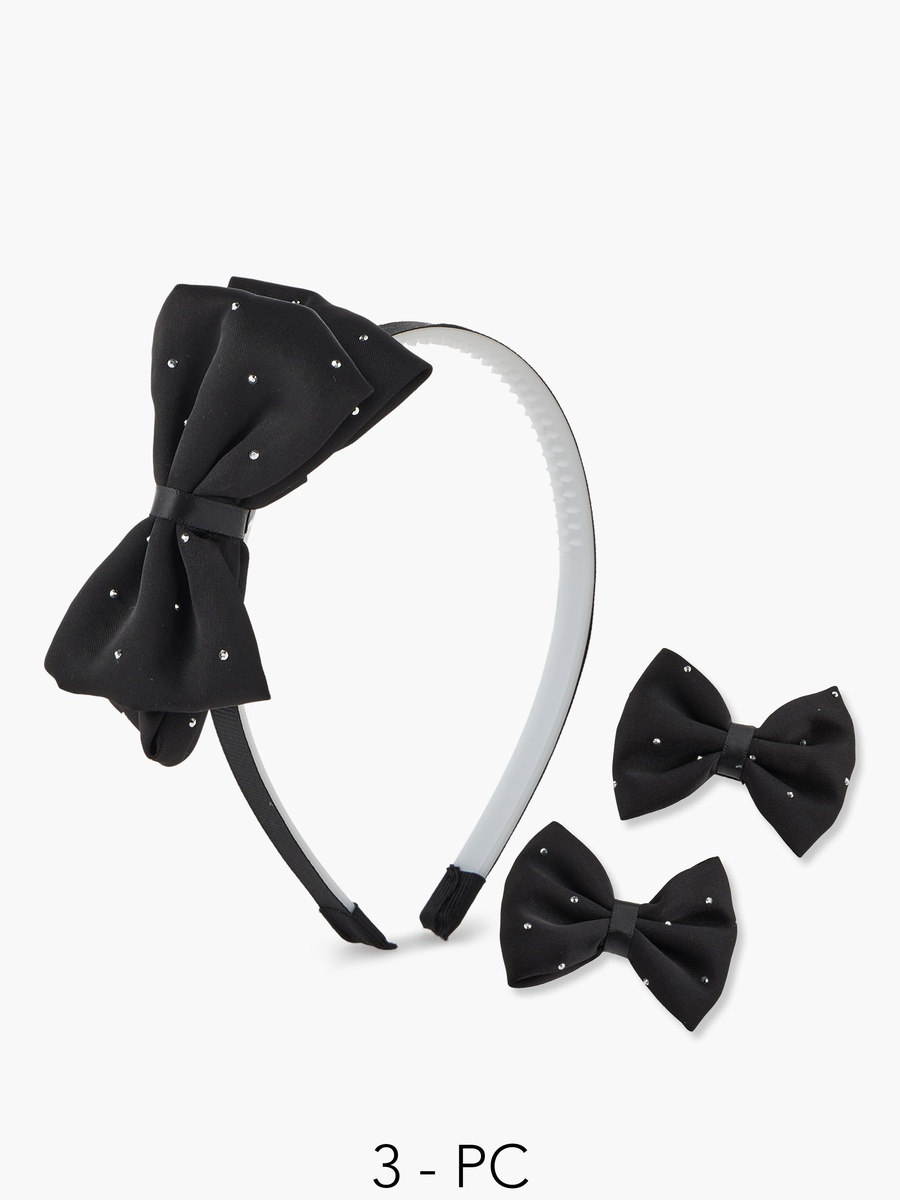 Set of 3 Bow Hairband and Hair Clip