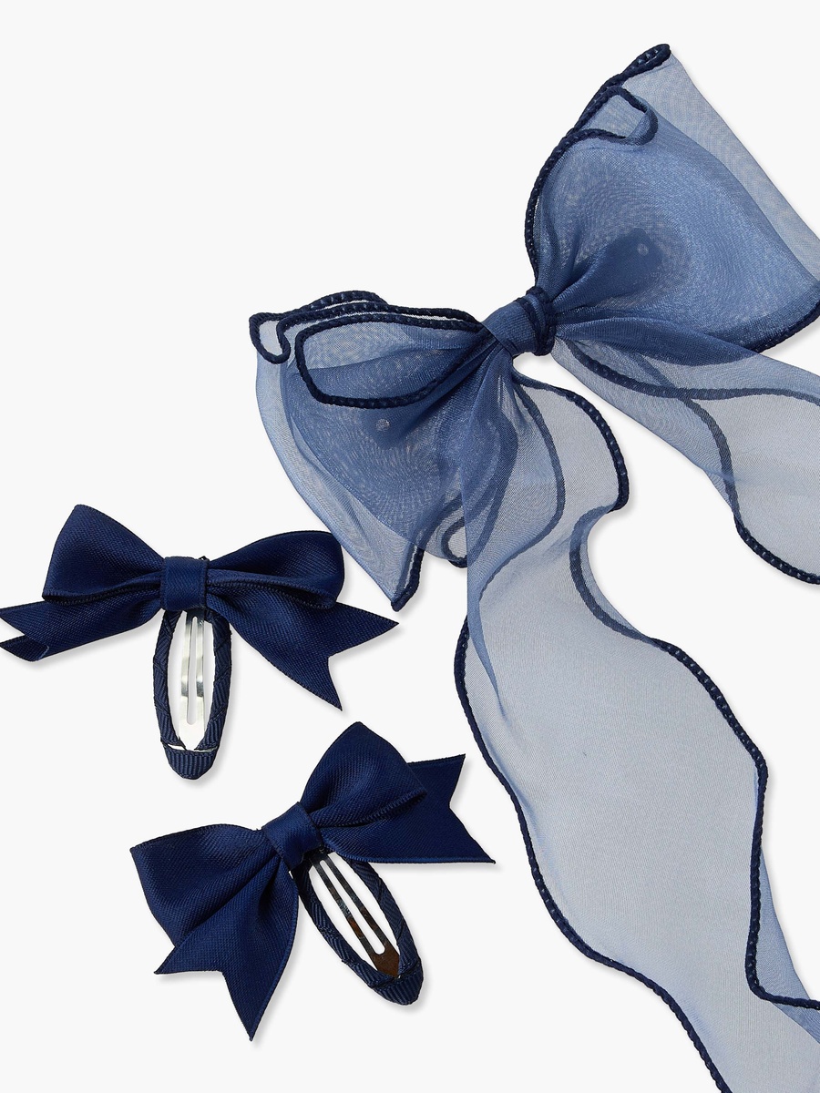Set of 3 Hair Clip with Bow Accent
