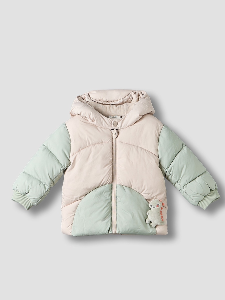 Hooded Jacket with Dinosaur Applique
