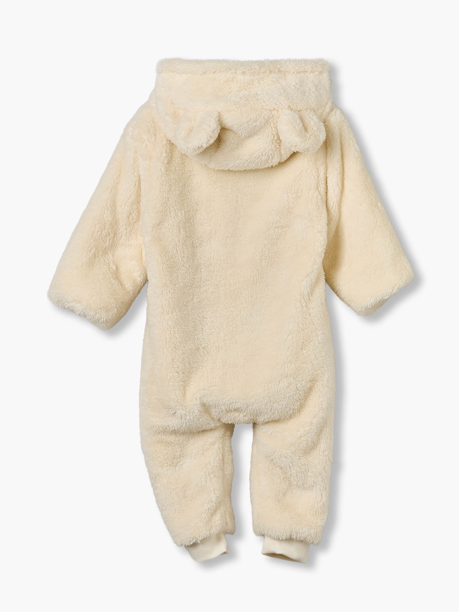 Plush Hooded Coverall with Embroidery Detail