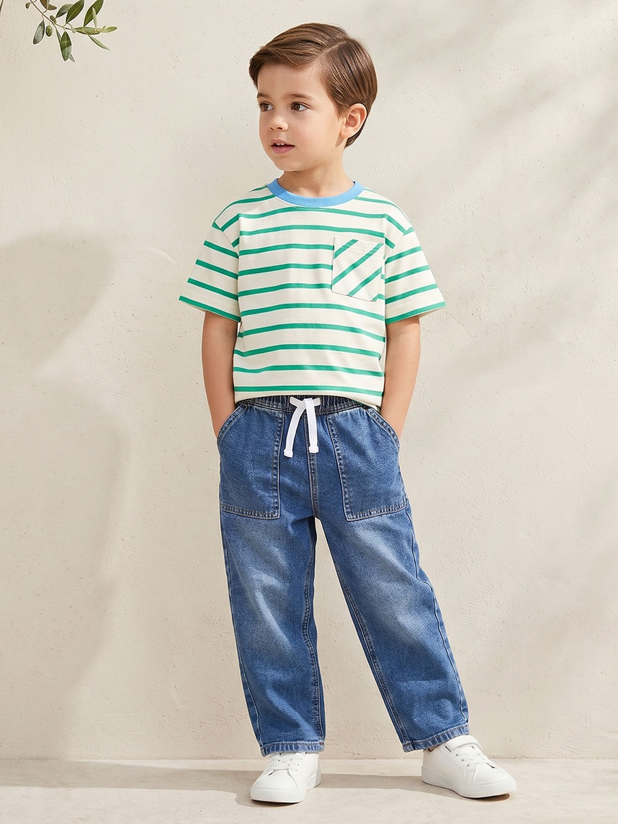 Drawstring Waistband Jeans with Pockets