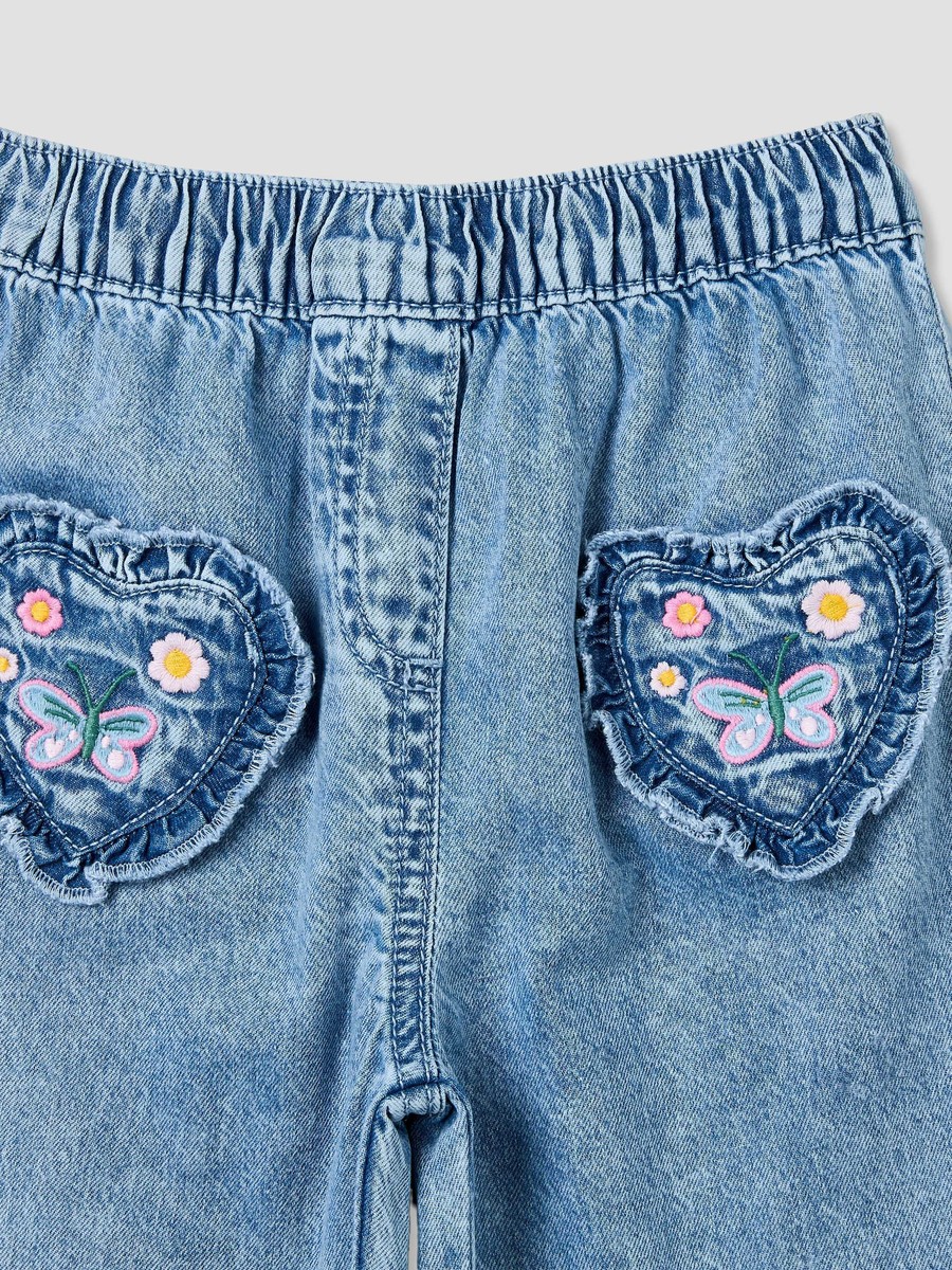 Jeans with Embroidery, Elasticated Waistband
