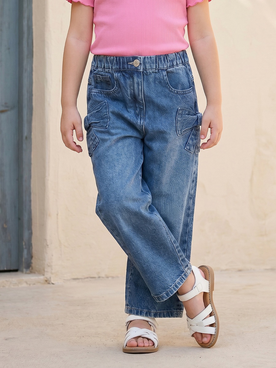 Button Closure Jeans with Pockets