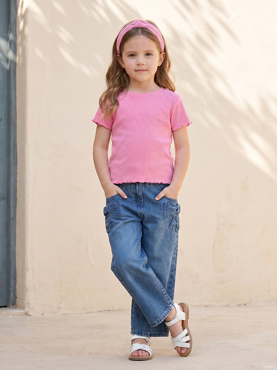 Button Closure Jeans with Pockets