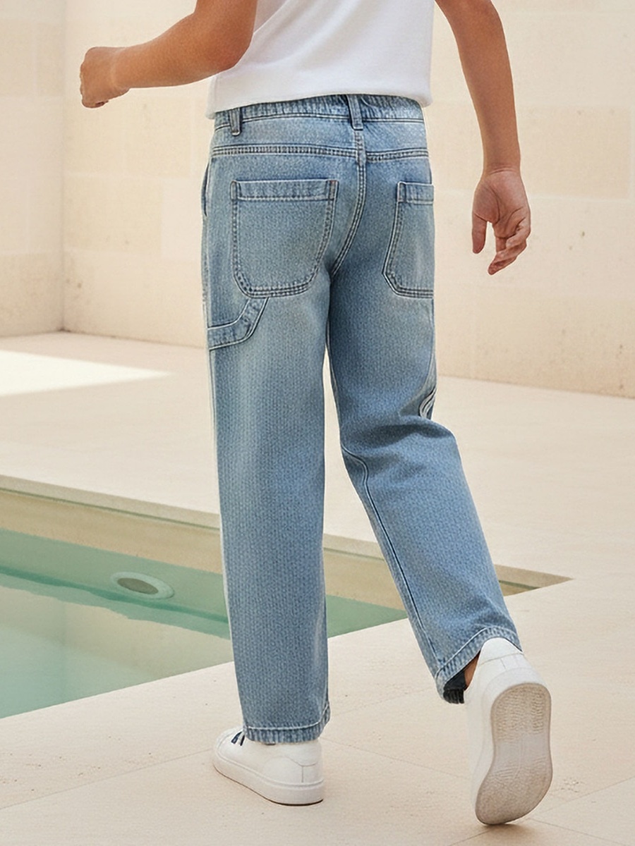 Mid-Rise Jeans with Striped Detail