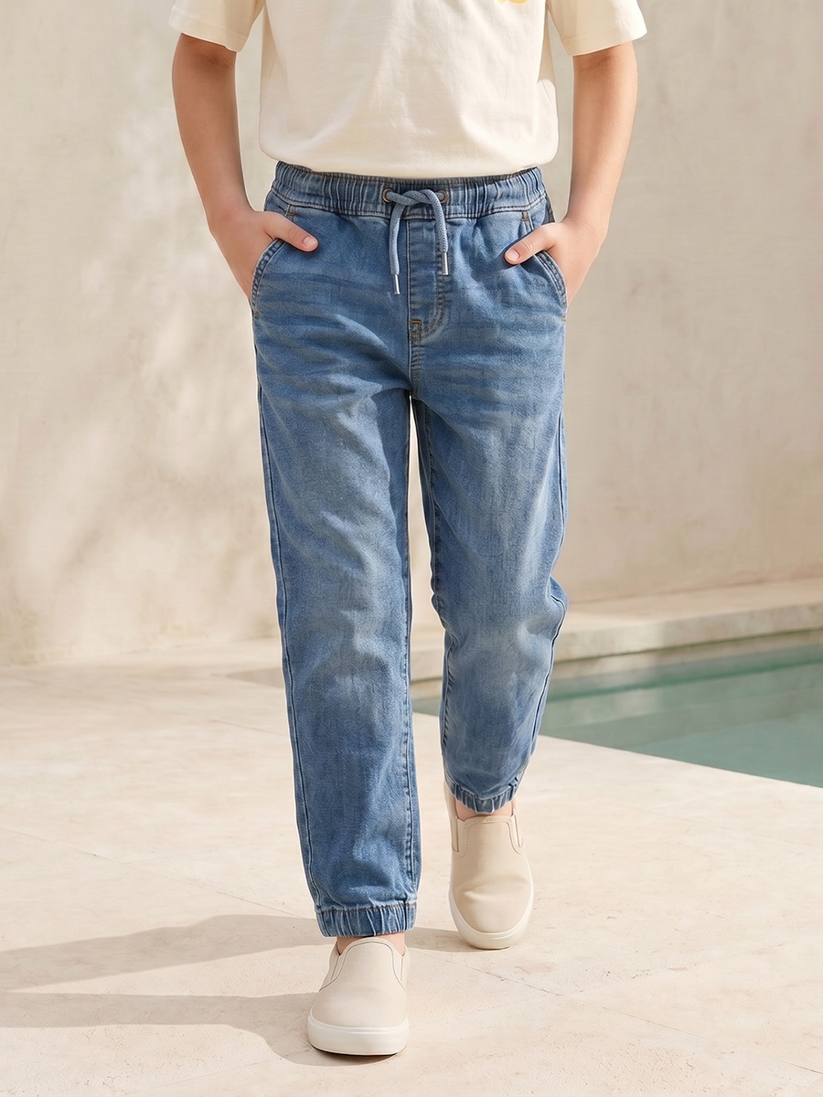 Drawstring Waistband Jeans with Pockets