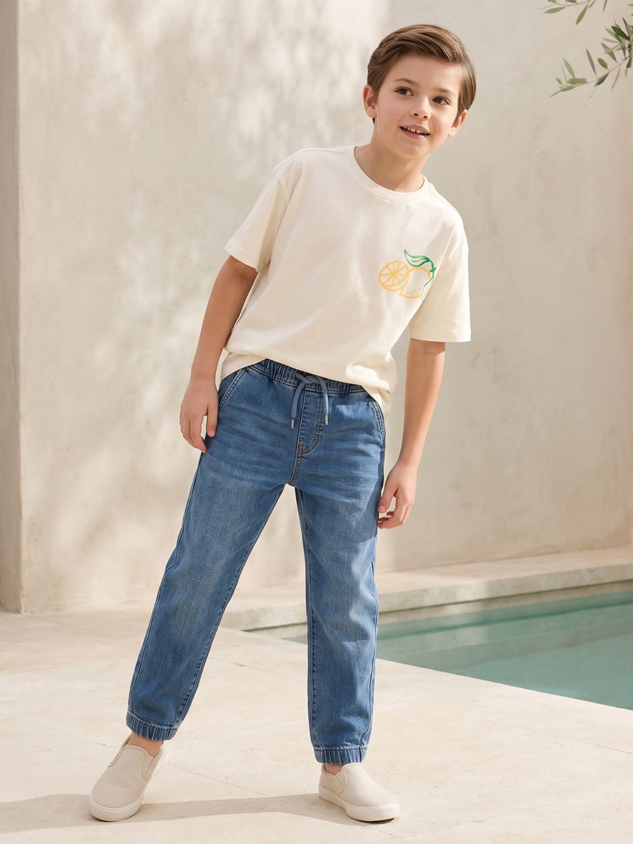 Drawstring Waistband Jeans with Pockets
