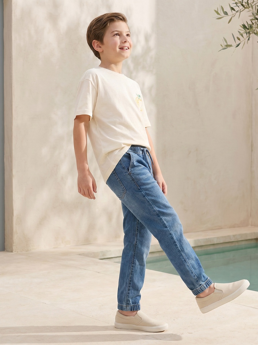 Drawstring Waistband Jeans with Pockets