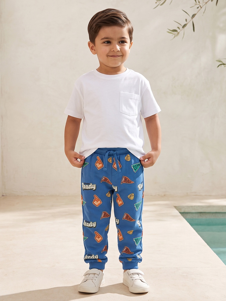 Elasticated Drawstring Waist Joggers with Print