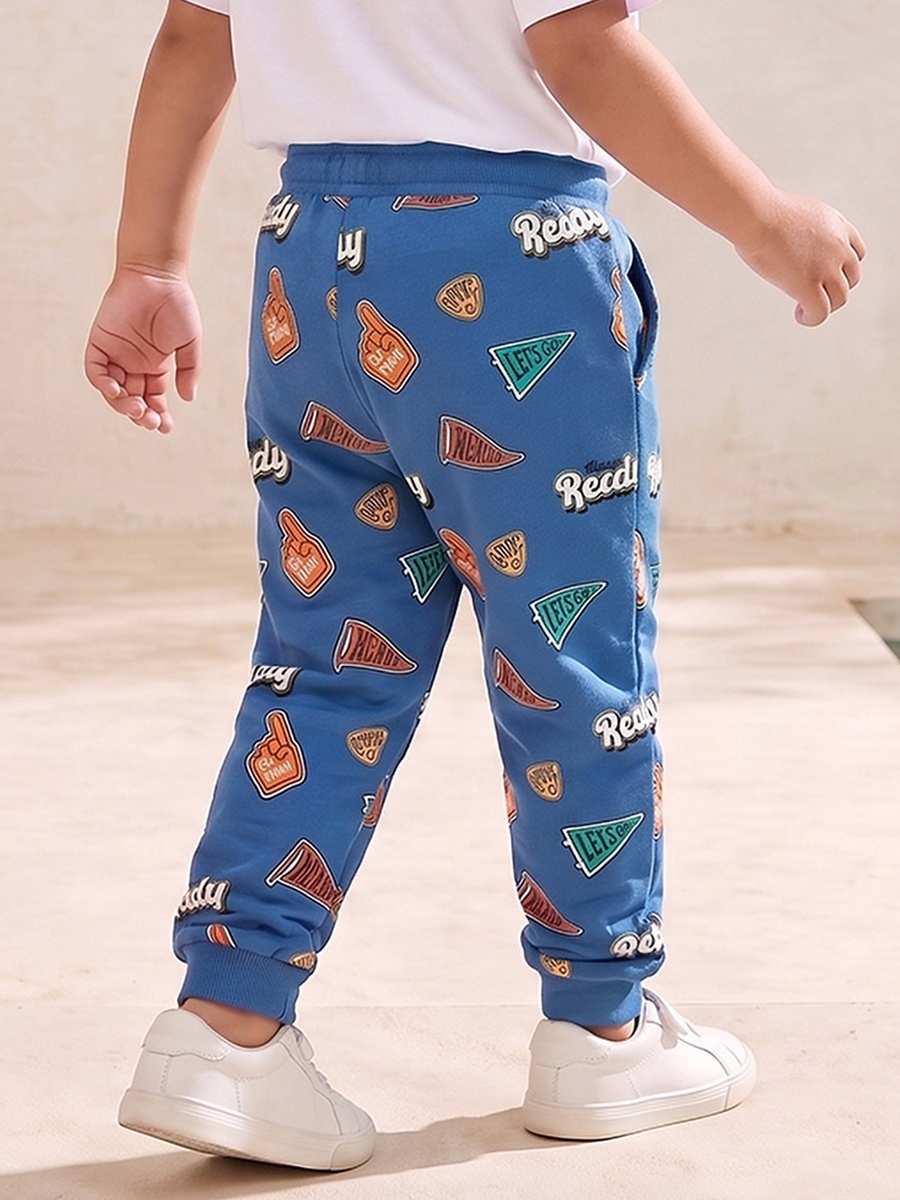 Elasticated Drawstring Waist Joggers with Print
