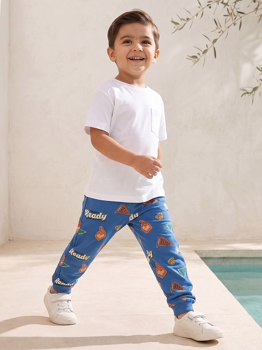 Elasticated Drawstring Waist Joggers with Print
