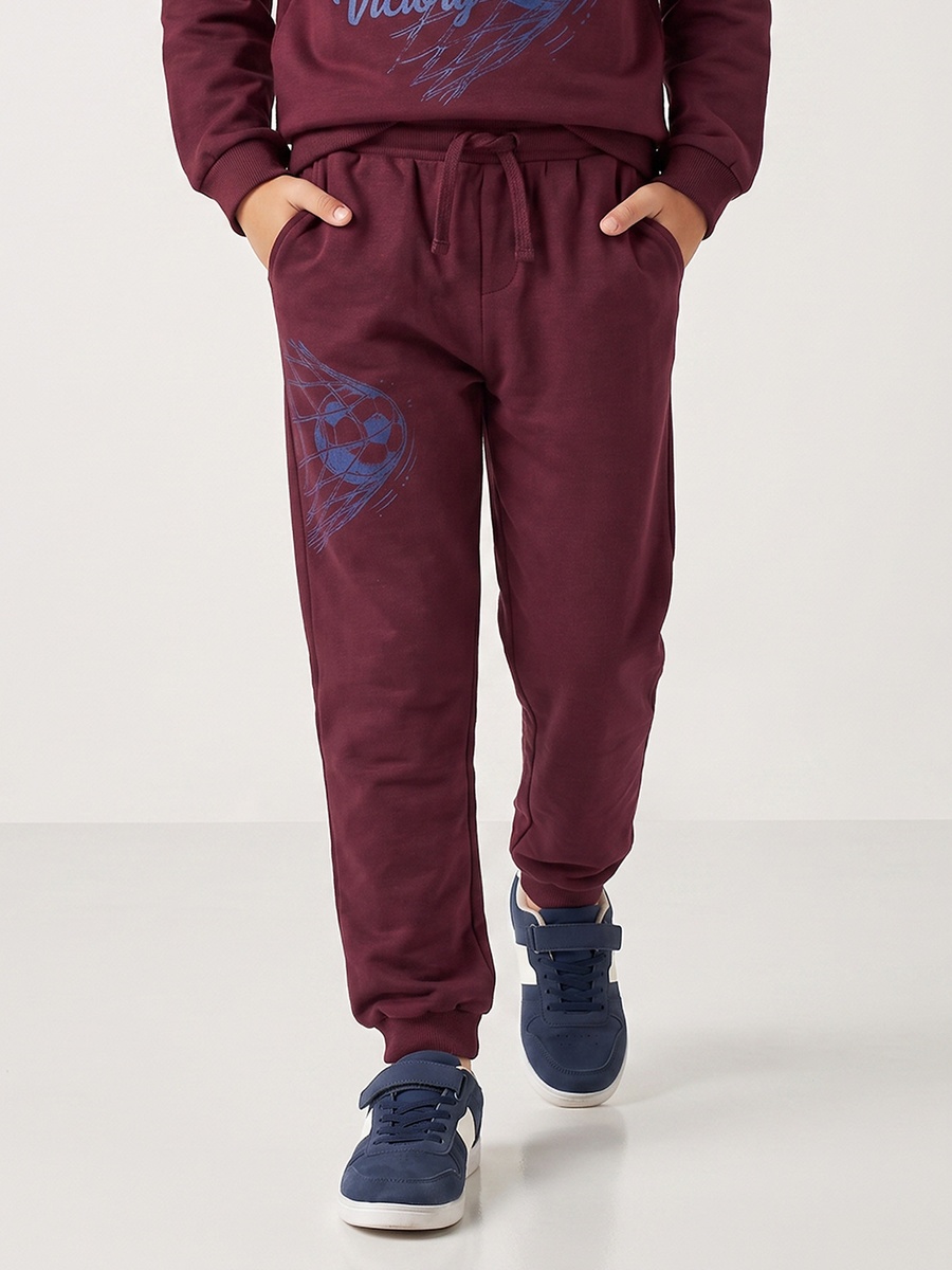 Elasticated  Drawstring Waist Joggers with Football Print
