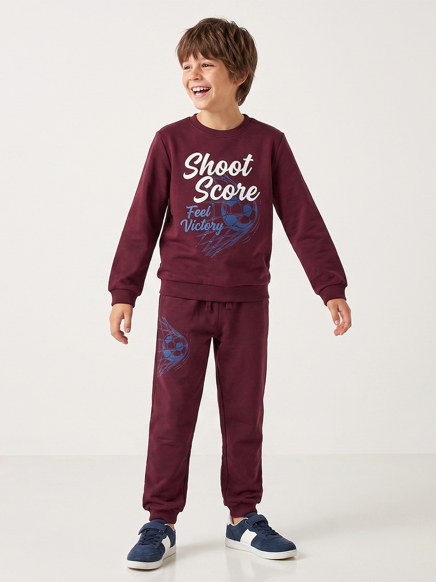 Elasticated  Drawstring Waist Joggers with Football Print