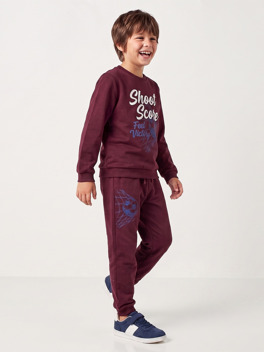 Elasticated  Drawstring Waist Joggers with Football Print