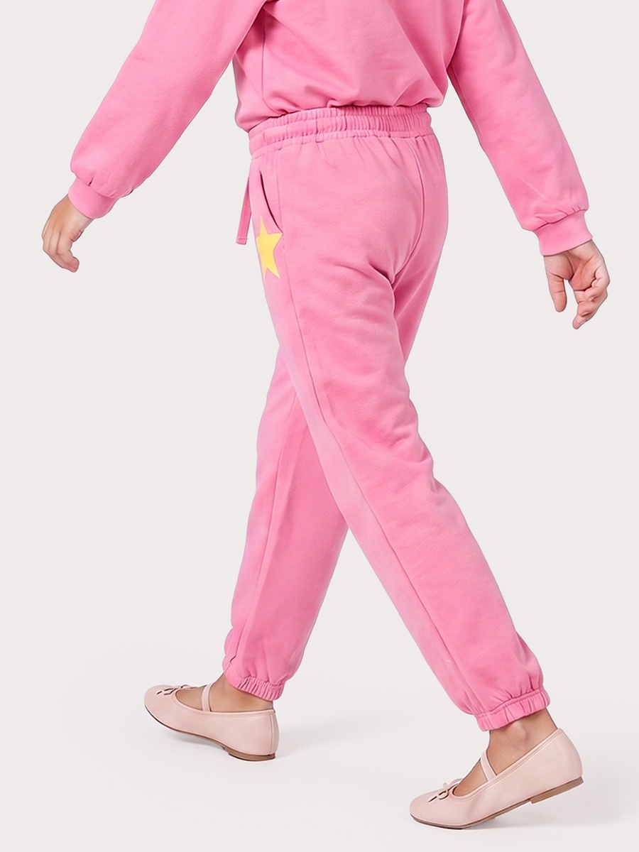 Elasticated Drawstring Waist Joggers with Star Print