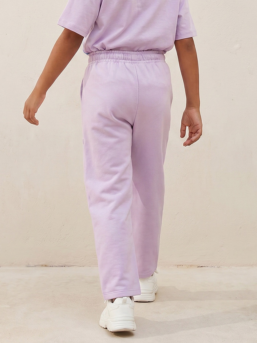 Elasticated Drawstring Waistband Track Pants with Stitch Print