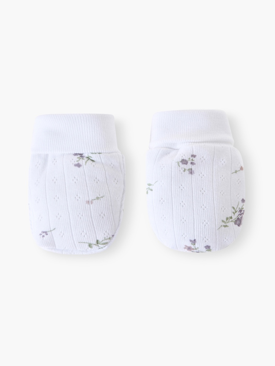 Mittens with Floral Print, 0-30 Months