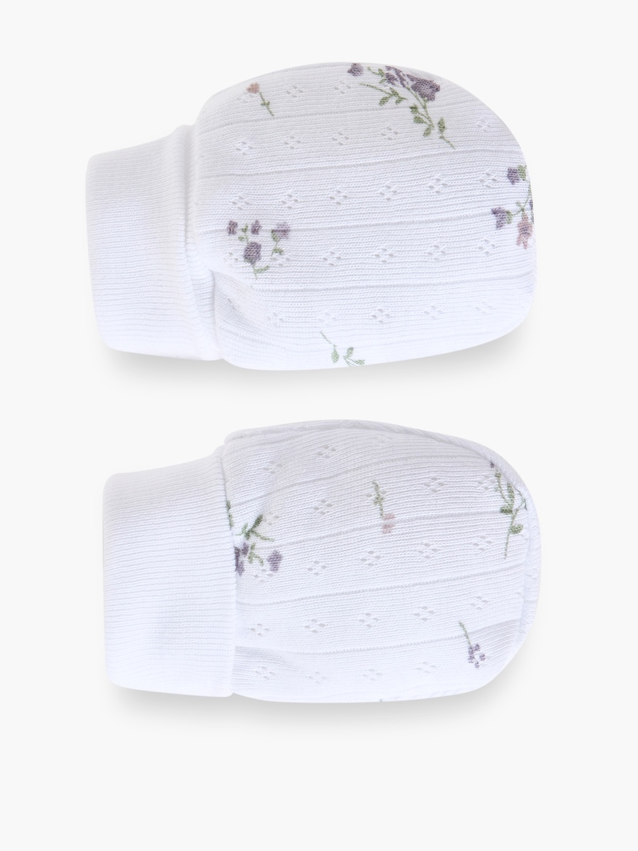 Mittens with Floral Print, 0-30 Months