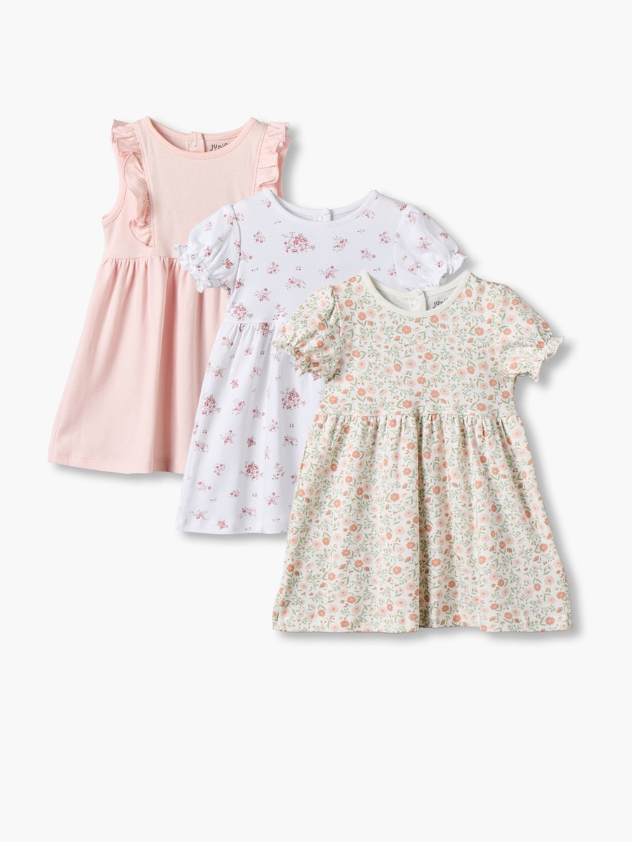 Pack of 3 Round Neck Knee Length Dress with Floral Print