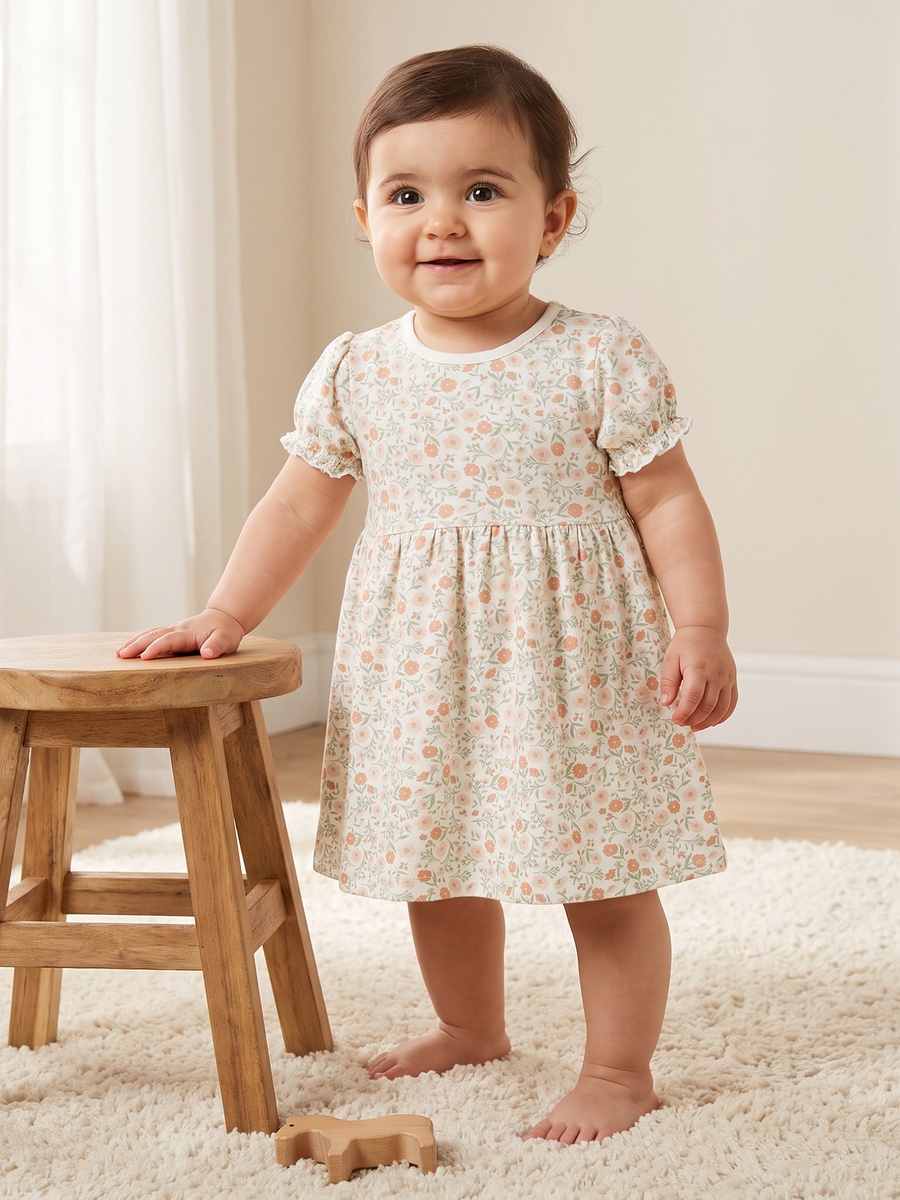 Pack of 3 Round Neck Knee Length Dress with Floral Print