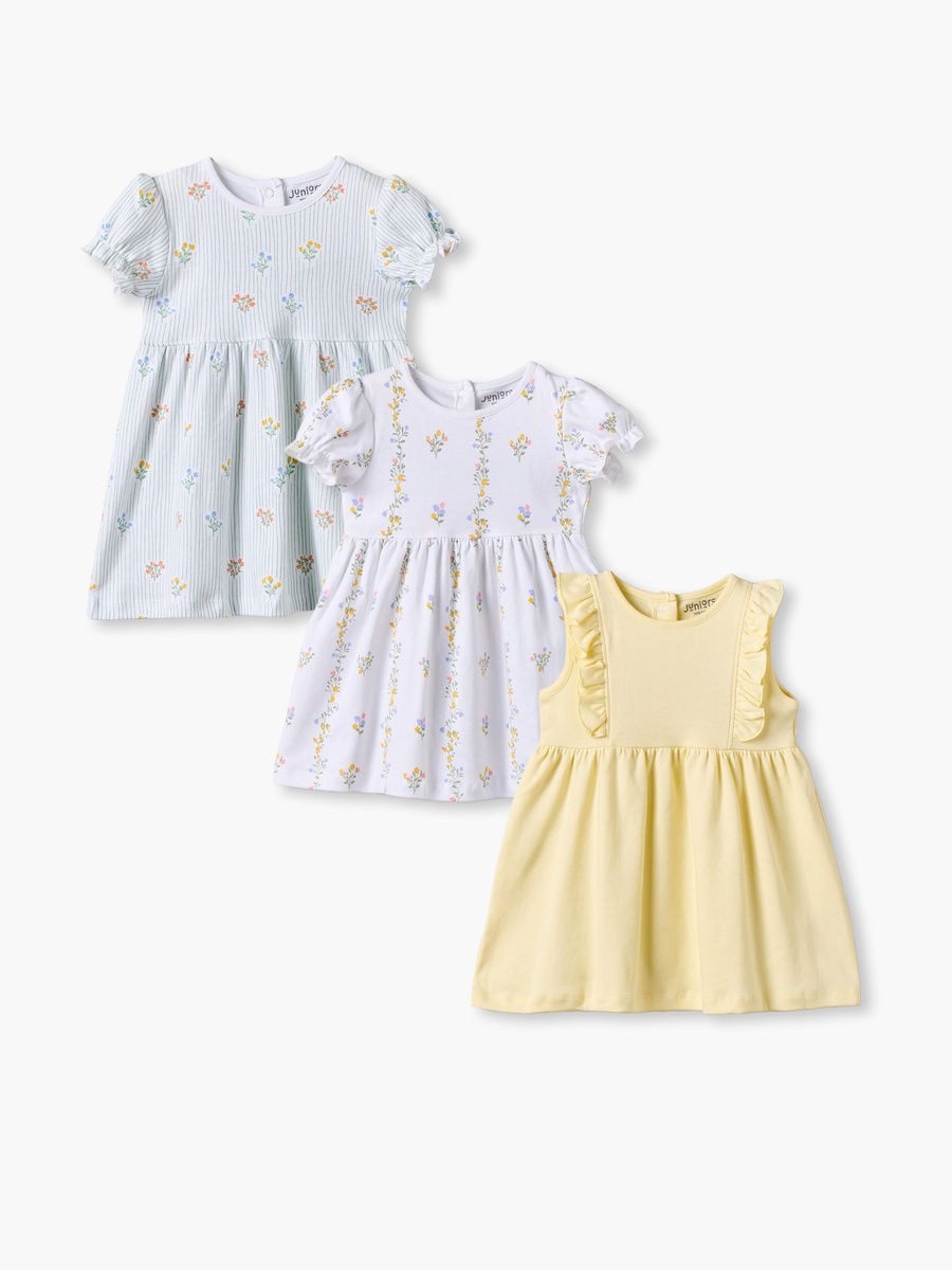 Pack of 3 Round Neck Knee Length Dress with Floral Print