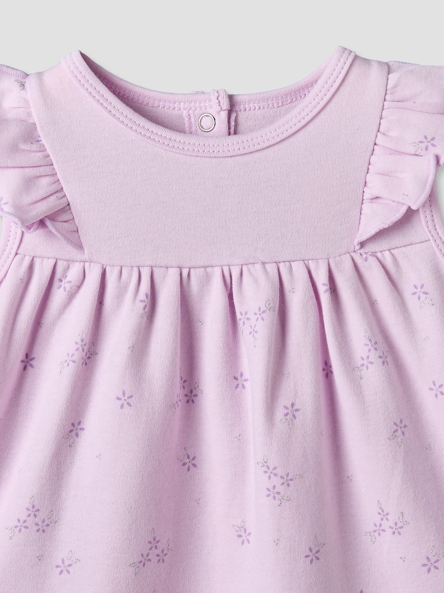 Round Neck Sleeveless Knee Length Dress with Floral Print