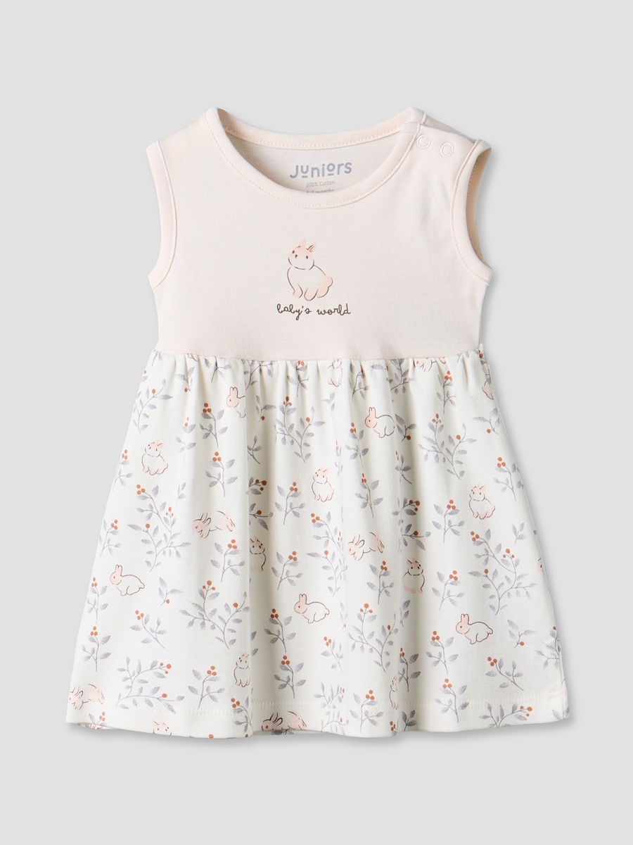 Pack of 2 Round Neck Knee Length Dress with Bunny Print