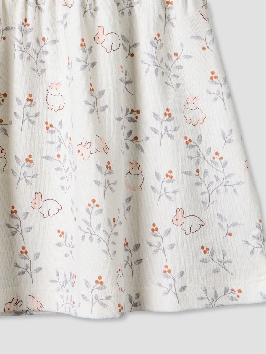 Pack of 2 Round Neck Knee Length Dress with Bunny Print