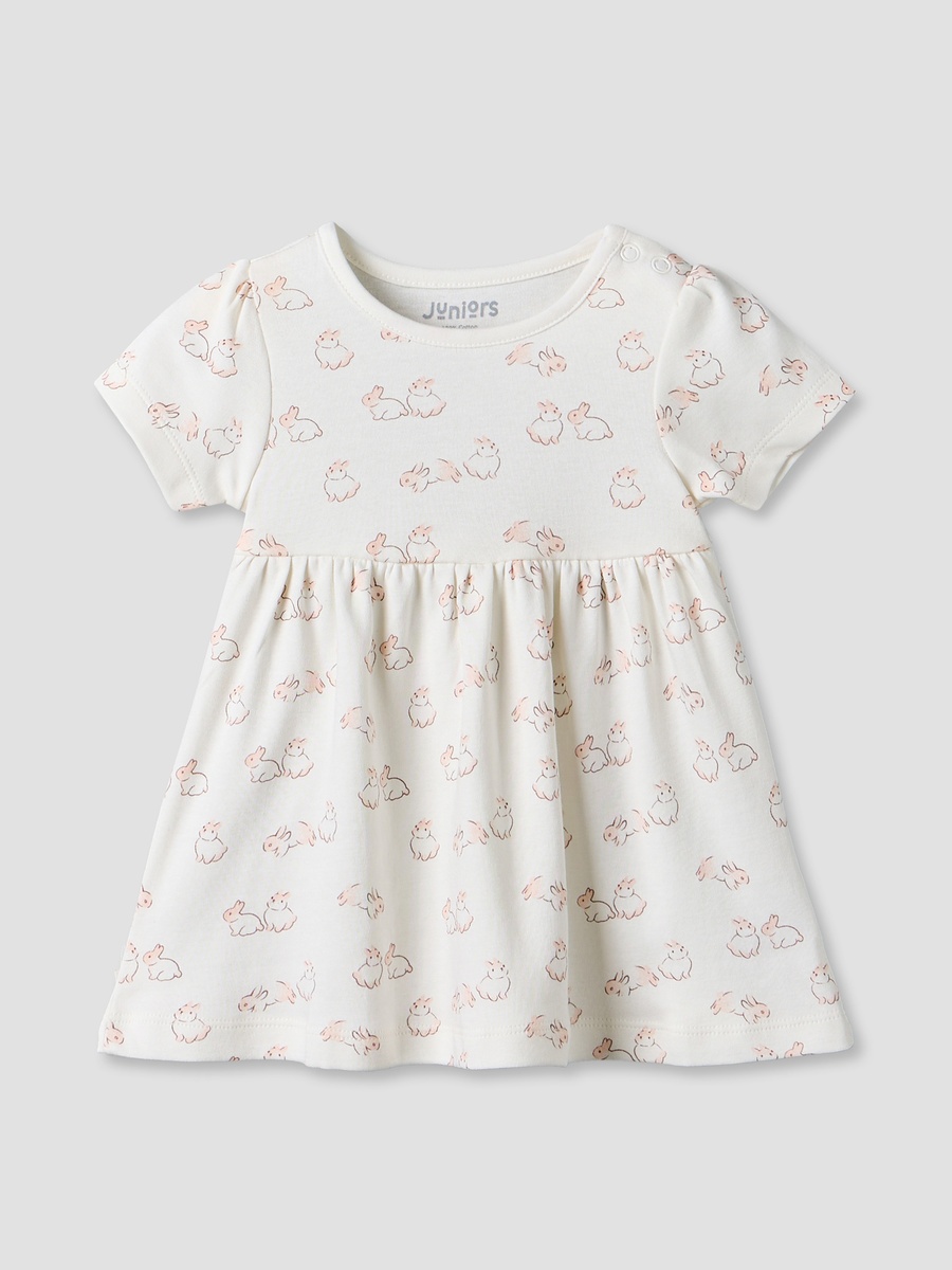 Pack of 2 Round Neck Knee Length Dress with Bunny Print