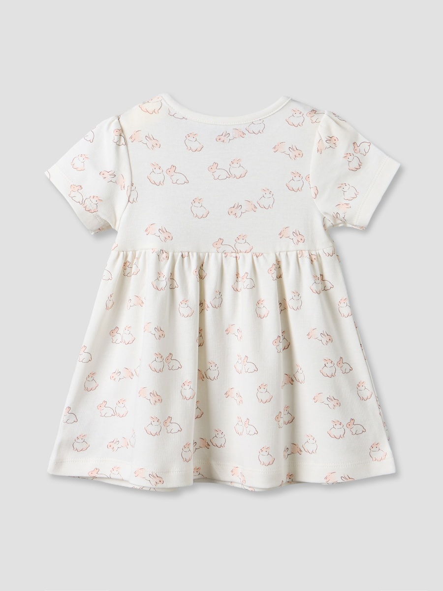 Pack of 2 Round Neck Knee Length Dress with Bunny Print