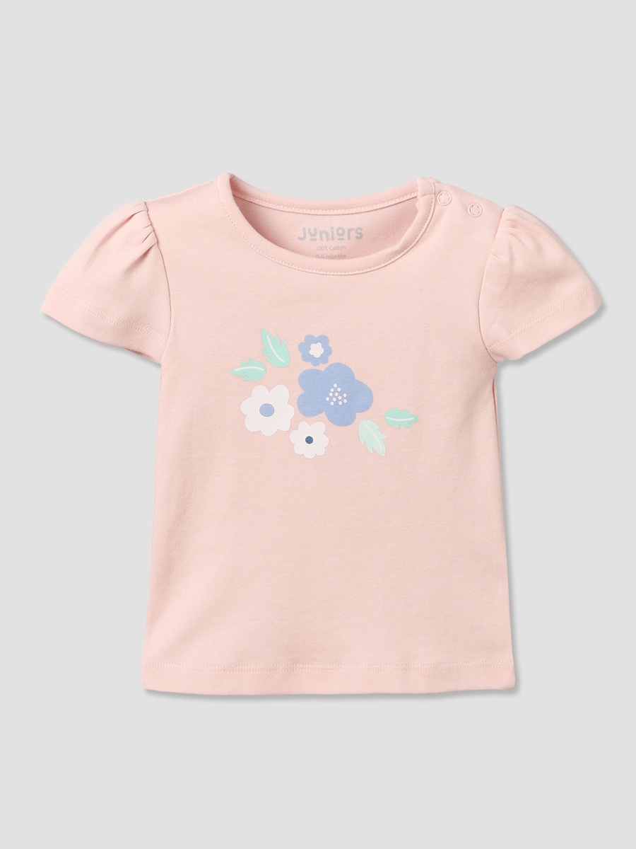 Pack of 2 Round Neck Short Sleeves T-Shirt and Shorts Set with Floral Print