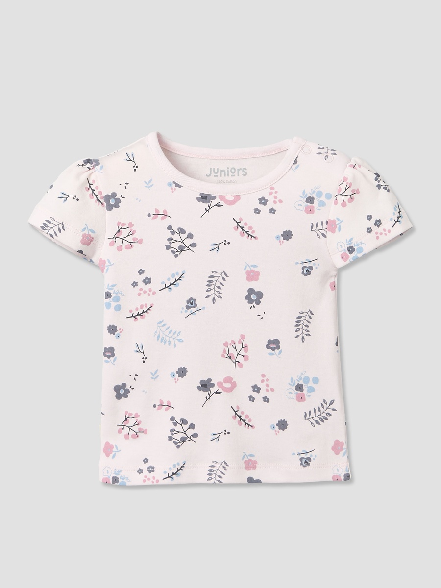 Pack of 2 Round Neck Short Sleeves T-Shirt and Shorts Set with Floral Print