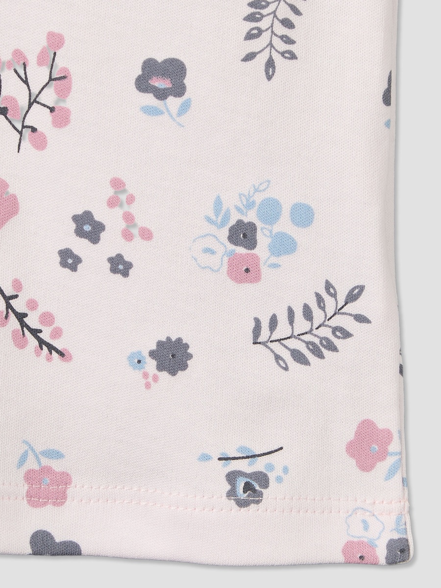 Pack of 2 Round Neck Short Sleeves T-Shirt and Shorts Set with Floral Print