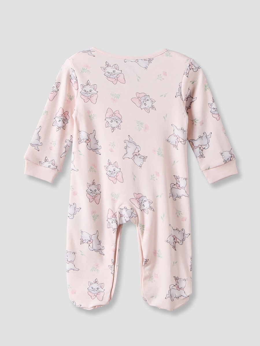 Cotton Crew Neck Long Sleeves Sleepsuit with Marie Print