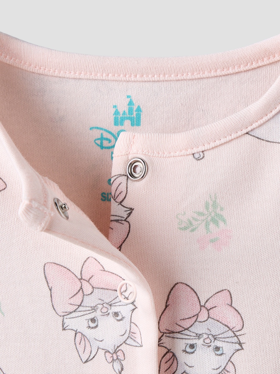 Cotton Crew Neck Long Sleeves Sleepsuit with Marie Print