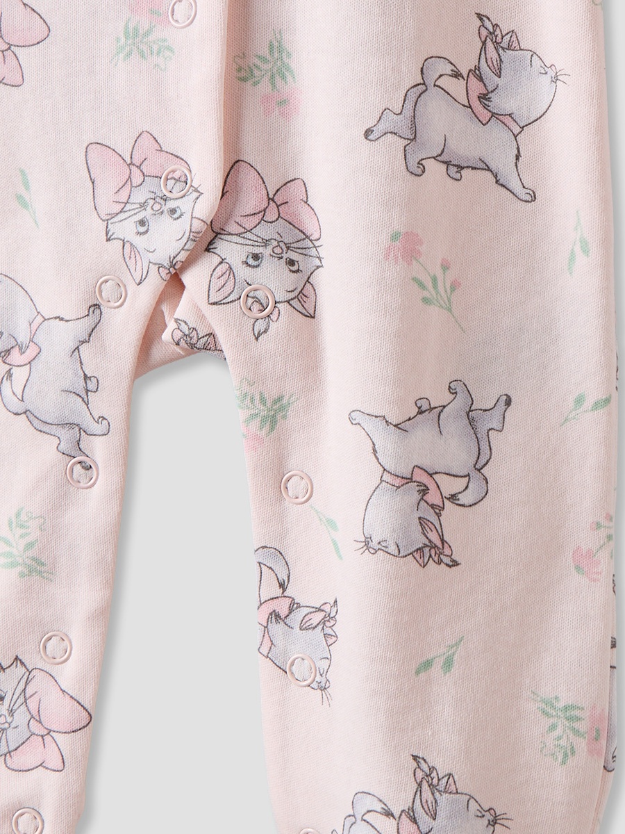 Cotton Crew Neck Long Sleeves Sleepsuit with Marie Print