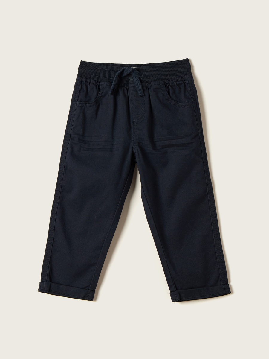 Solid Trousers with Drawstring Closure