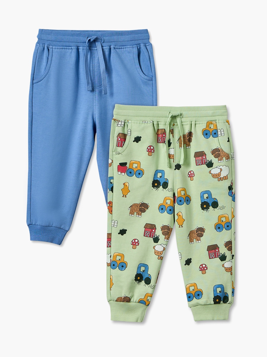 Pack of 2 Elasticated Waistband Joggers with Tractor Print