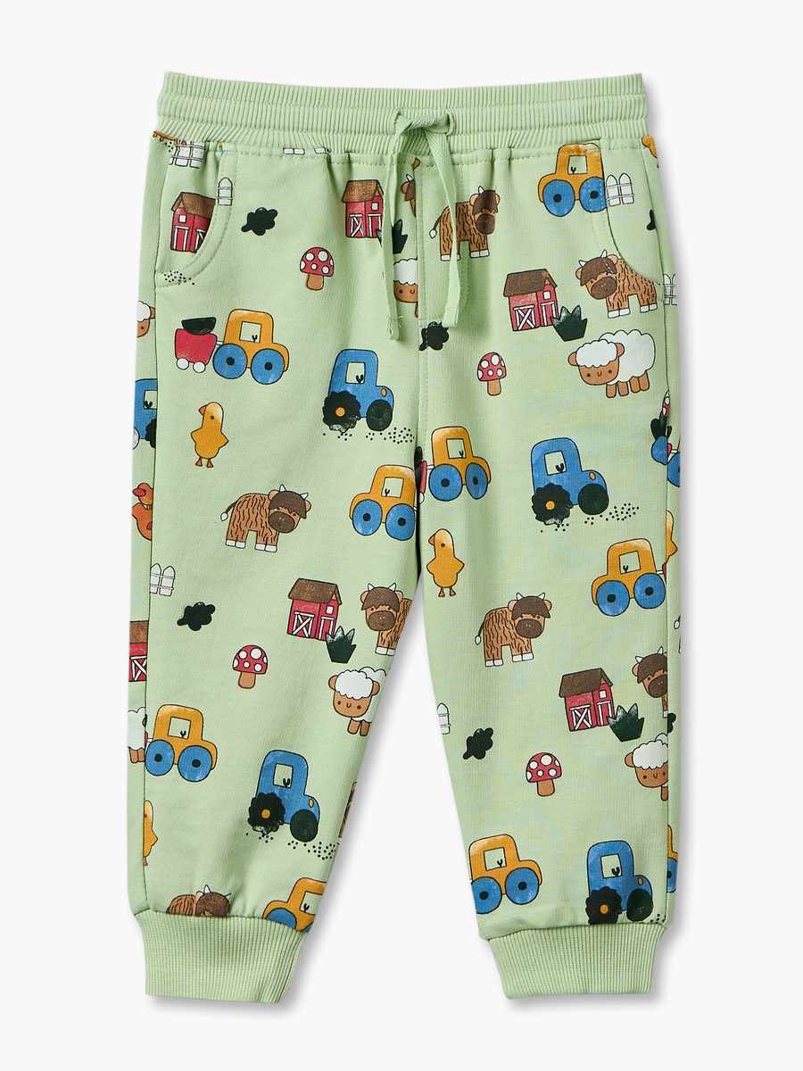 Pack of 2 Elasticated Waistband Joggers with Tractor Print