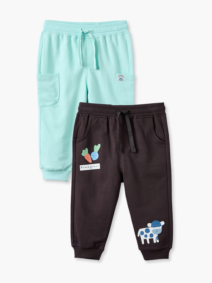 Pack of 2 Elasticated Waistband Joggers with Tractor Print