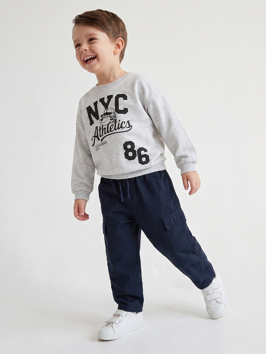 Trousers with Cargo Pockets, Drawstring Waist