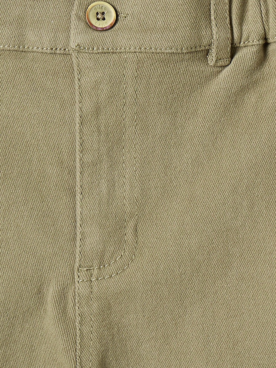 Straight Fit Trousers with Panelled Design, Button Waist