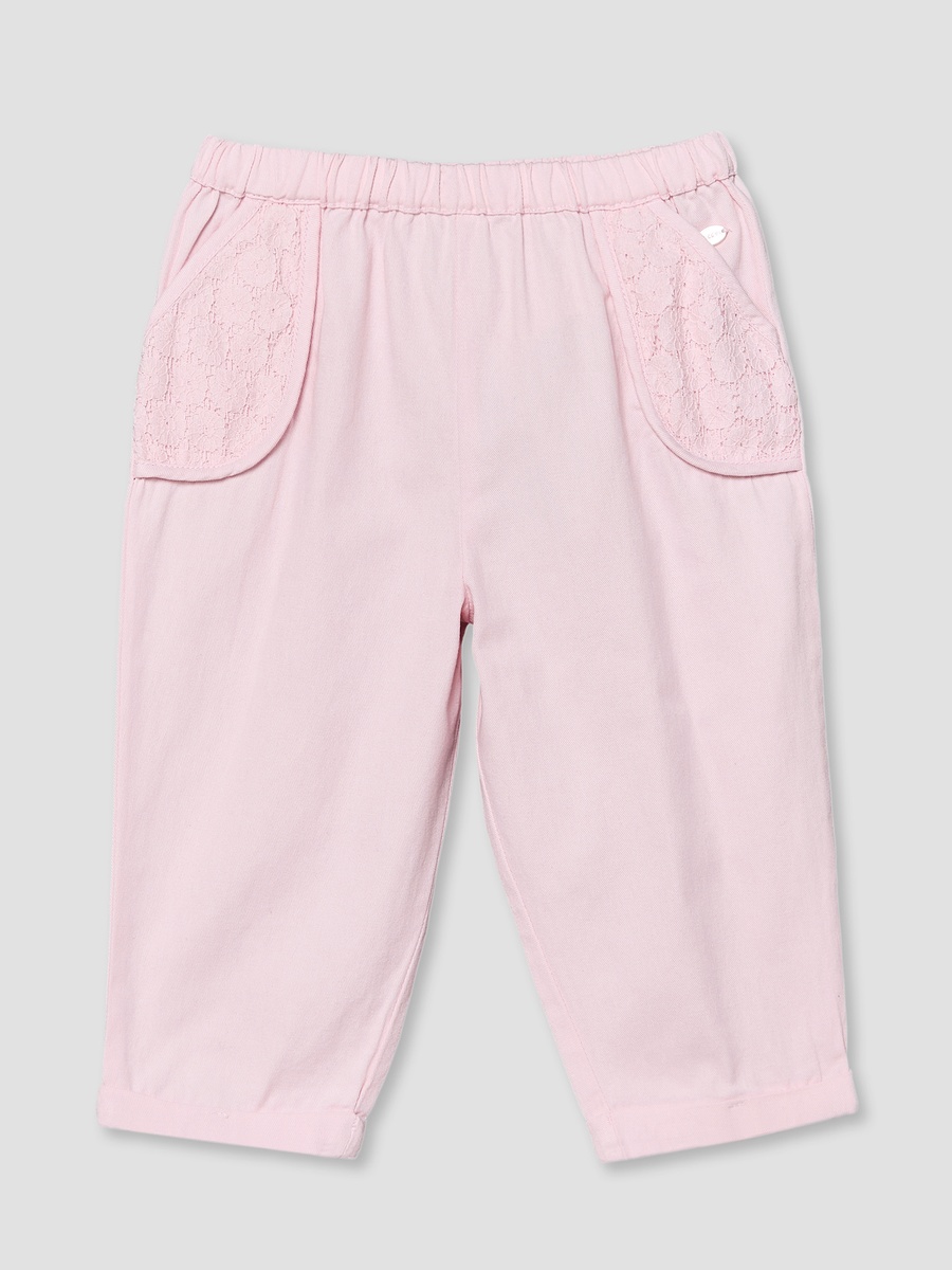 Regular Fit Trousers with Lace Inserts, Elasticated Waistband