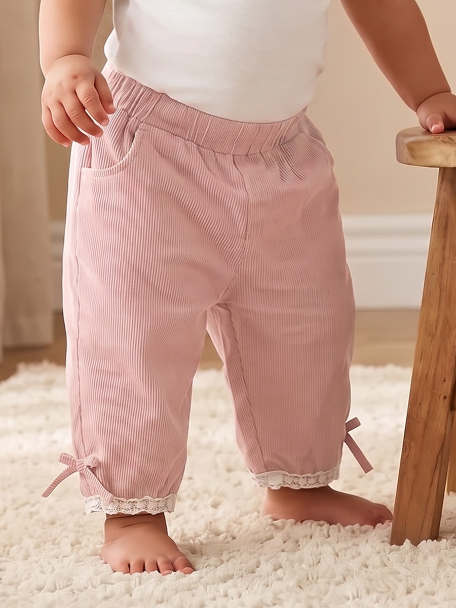 Trousers with Bow Accent, Elasticated Waist