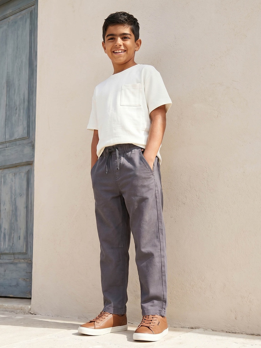 Regular Fit Trousers with Pockets, Elasticated Drawstring Waist