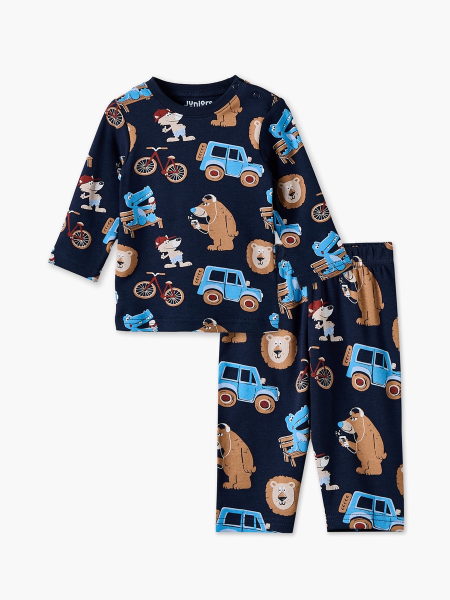 Cotton Crew Neck Long Sleeves Pyjama Set with Fun Print