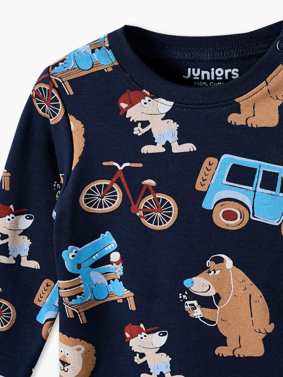 Cotton Crew Neck Long Sleeves Pyjama Set with Fun Print