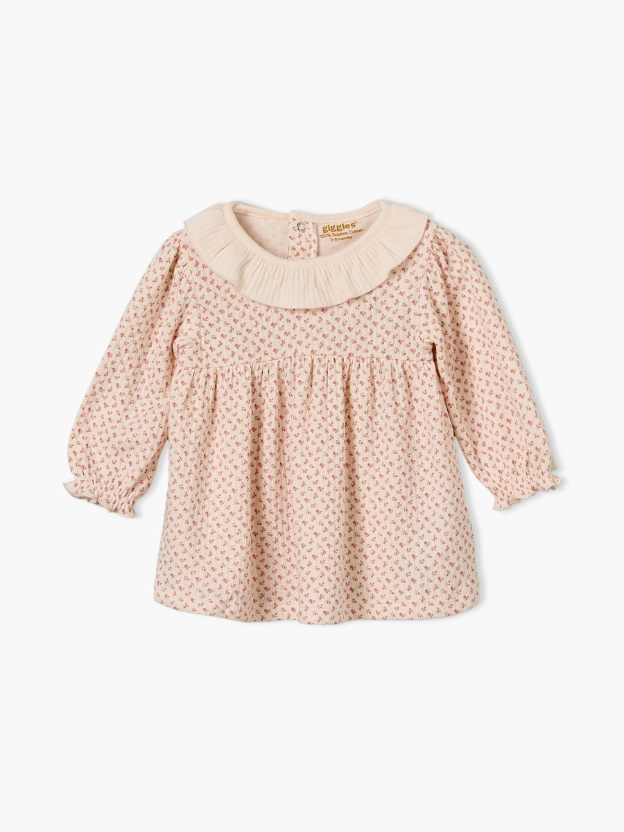 Cotton Round Long Sleeves Pyjama Set with Floral Print