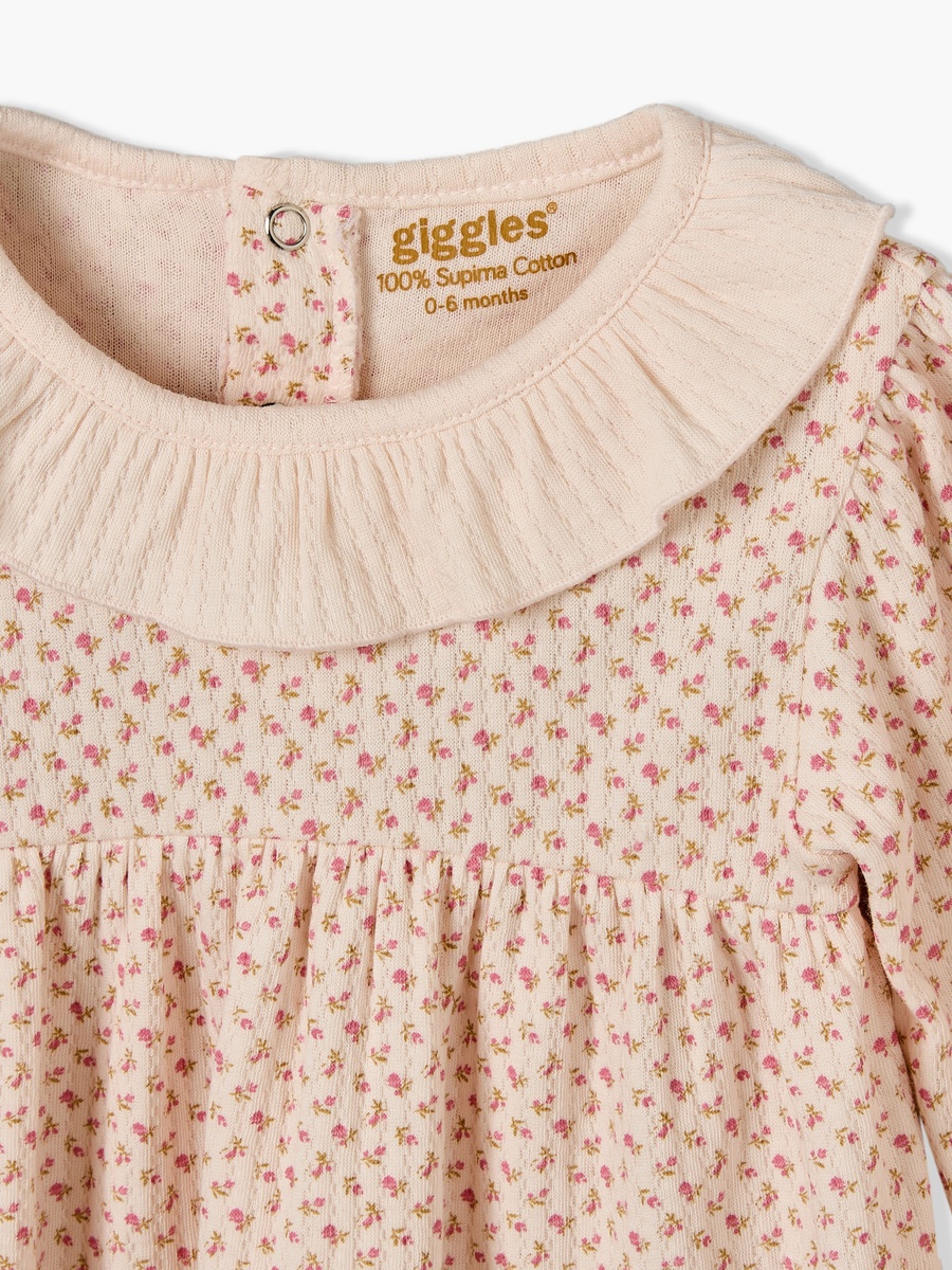 Cotton Round Long Sleeves Pyjama Set with Floral Print