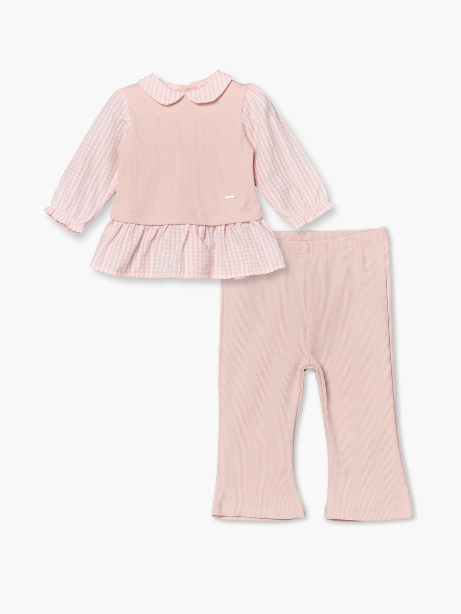 Cotton Peter Pan Collar Long Sleeve Pyjama Set with Gingham Checks